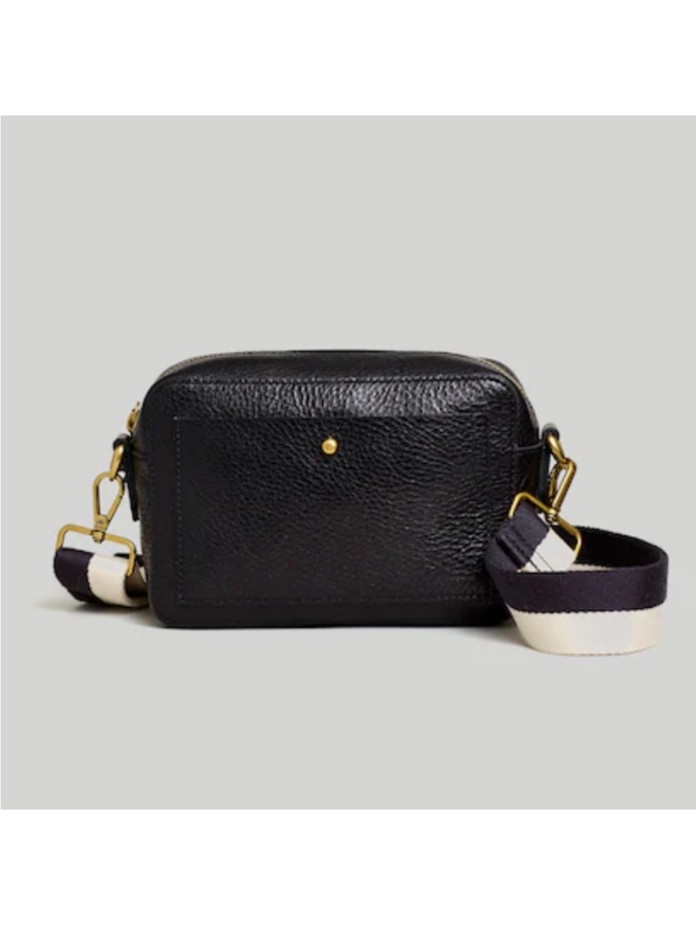 Black Leather Crossbody Bag with Contrast Strap/new with tags - Picture 4 of 6